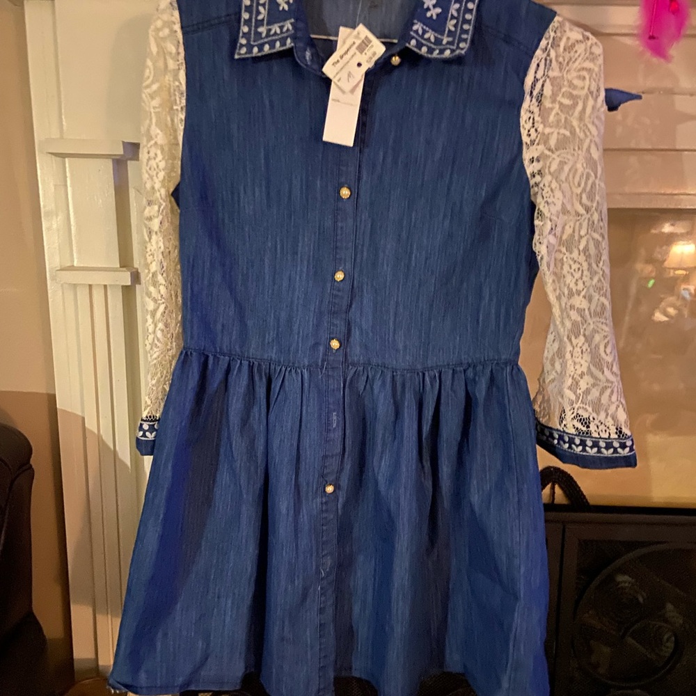 NWT denim and lace dress